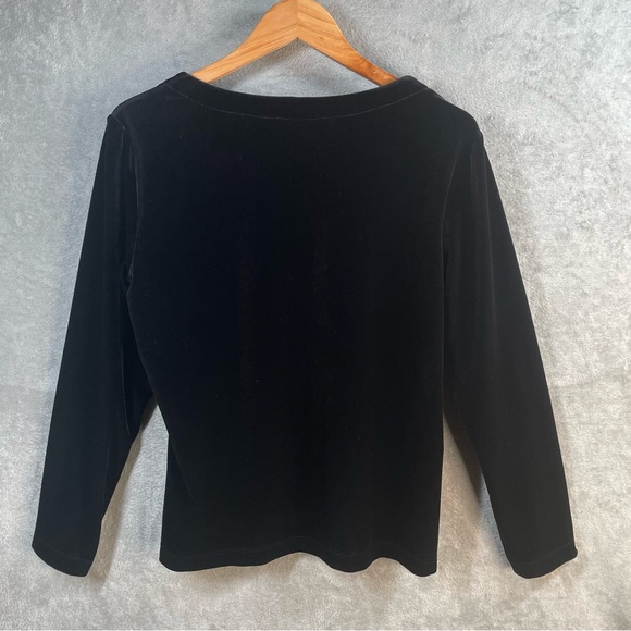 Chicos Women's Velvet Long Sleeve Top Square Neck Blouse‎ Black Size 2 - Picture 3 of 14
